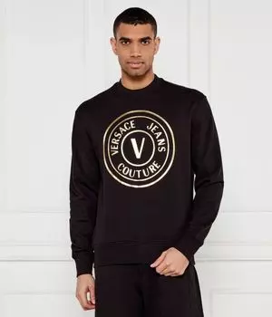 Свитшот мужской Versace Jeans Couture с большим золотым логотипом, черный