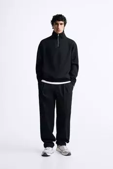 Свитшот на молнии по четвертям ZARA, черный
