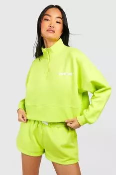 Свитшот на половине молнии pantone Boohoo, лаймовый