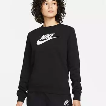 Свитшот Nike Sportswear Club Fleece Women's Logo Crew-Neck Sweatshirt, черный/белый