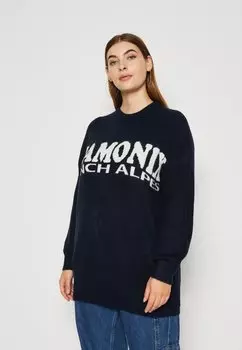 Свитшот Noisy May Curve NMBALANCE O NECK LONG, цвет navy/eggnog