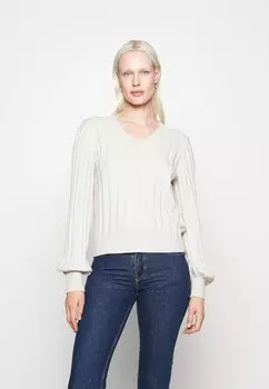 Свитшот Object Tall OBJALICE V-NECK, серебристо-серый с деталями/меланжевый цвет