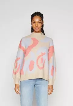 Свитшот Object ТРИКОТАЖНЫЙ ПУЛОВЕР OBJJOYA L/S PB15, цвет humusdetail:brunnera blue + georgia peach