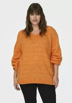 Свитшот ONLY Carmakoma CURVY V-AUSSCHNITT, цвет russet orange