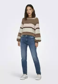 Свитшот ONLY ONLELENA LIFE STRIPE ONECK, цвет pale dogwood/toasted coconut/ birch/friar brown