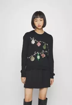 Свитшот ONLY Petite ONLXMAS GLITTER DECO ONECK, черный