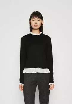 Свитшот ONLY Tall ONLAISSHA MIX FRILL, цвет black/cloud dancer