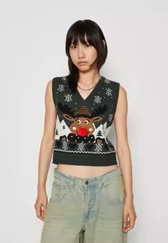 Свитшот ONLY ЖИЛЕТ ONLXMAS HEART V NECK, цвет green gables