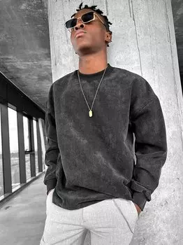 Свитшот Oversize из бархата с текстурой, черный ablukaonline