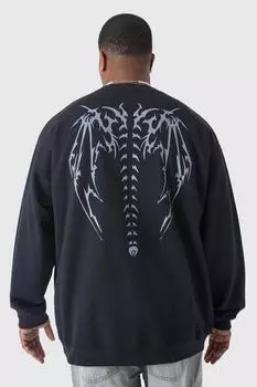 Свитшот оверсайз homme с графикой на спине plus Boohoo, черный