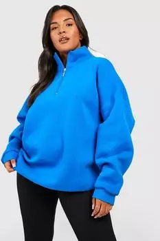 Свитшот оверсайз плюс на половине молнии Boohoo, кобальтовый