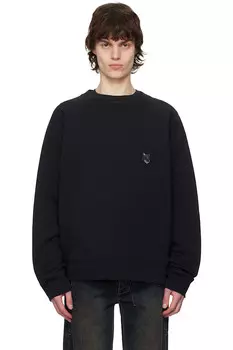 Свитшот оверсайз с нашивкой в виде головы лисы Maison Kitsun, черный