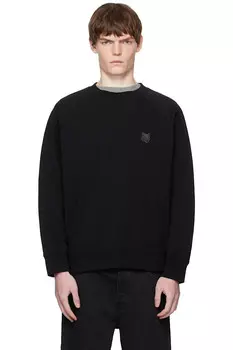 Свитшот оверсайз с вышивкой лисьей головы Maison Kitsun, черный