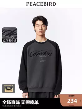 Свитшот Peacebird с круглым вырезом и вышивкой, темно-серый