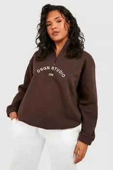 Свитшот plus dsgn studio на половинной молнии Boohoo, шоколадный