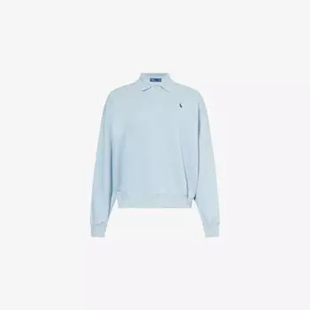 Свитшот Polo Ralph Lauren из хлопкового джерси с вышитым логотипом и воротником-поло, синий