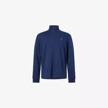 Свитшот Polo Ralph Lauren из хлопкового джерси с вышитым логотипом с воротником на молнии, синий
