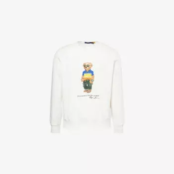 Свитшот Polo Ralph Lauren из хлопкового джерси с принтом медведя, белый
