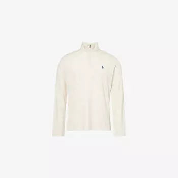 Свитшот Polo Ralph Lauren из смесового хлопка с вышитым логотипом с воротником на молнии, белый