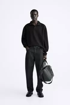 Свитшот поло с текстурированной формой ZARA, черный