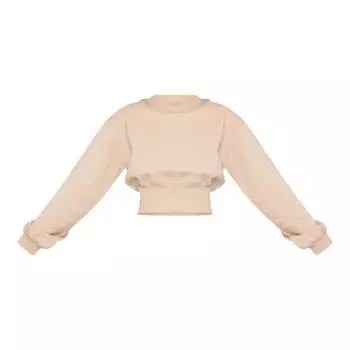 Свитшот PrettyLittleThing Cropped, бежевый