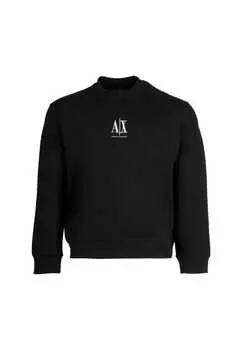 Свитшот - пуловер с круглым вырезом и логотипом из хлопковой смеси Armani Exchange, черный