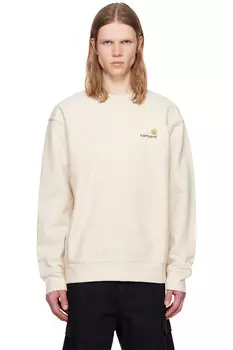 Свитшот с американским принтом Carhartt Work In Progress, цвет natural