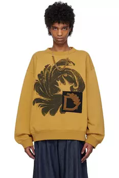 Свитшот с аппликацией Dries Van Noten, цвет ocra