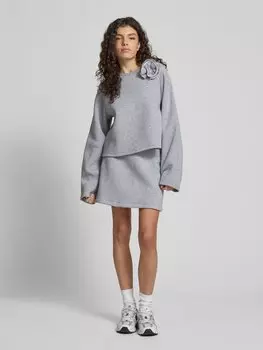 Свитшот с цветочной аппликацией модель 'Xezal' EDITED, светло-серый