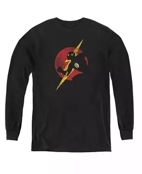 Свитшот с длинным рукавом Boys of America Youth Flash Symbol Knockout Justice League, черный