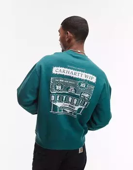 Свитшот с графикой из каталога Carhartt WIP зеленого цвета