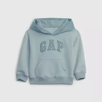 Свитшот с капюшоном и нашивкой-логотипом из вельвета Gap, голубой