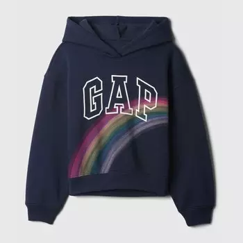 Свитшот с капюшоном и принтом радуги и логотипа Gap, синий