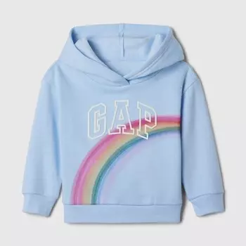 Свитшот с капюшоном и принтом радуги и логотипа Gap, голубой