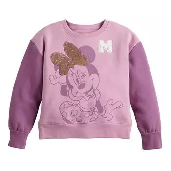 Свитшот с круглым вырезом Disney's Minnie Mouse для девочек 4–12 лет от Jumping Beans Disney/Jumping Beans, цвет Tonal Purple Minnie