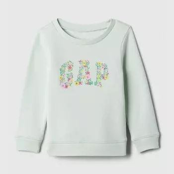Свитшот с круглым вырезом и цветочным принтом-логотипом Gap, зеленый