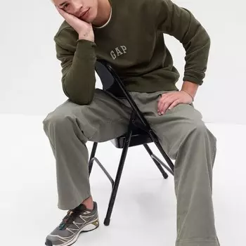 Свитшот с круглым вырезом и глянцевым логотипом. Gap, зеленый