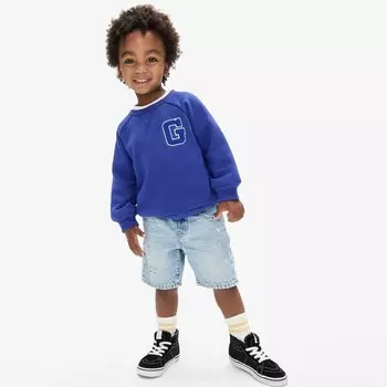 Свитшот с круглым вырезом и вышитым логотипом Gap, синий