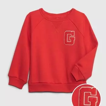 Свитшот с круглым вырезом и вышитым логотипом Gap, красный