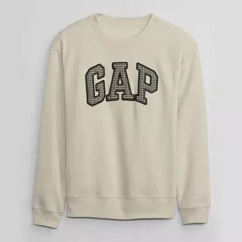 Свитшот с круглым вырезом и вышитым логотипом Gap, белый