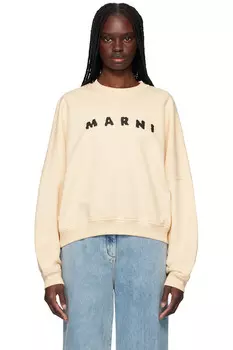 Свитшот с круглым вырезом Marni, цвет ivory