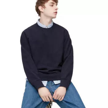Свитшот с круглым вырезом Uniqlo, темно-синий