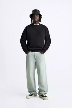 Свитшот с круглым вырезом ZARA, черный