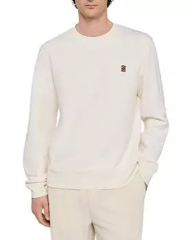 Свитшот с логотипом-аппликацией и круглым вырезом Sandro, слоновая кость/кремовый