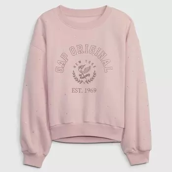 Свитшот с логотипом и стразами Gap, розовый
