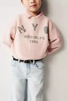 Свитшот с лозганом ZARA, блеклый розовый