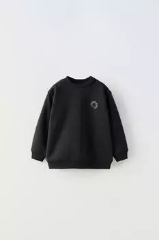 Свитшот с лозганом ZARA, черный