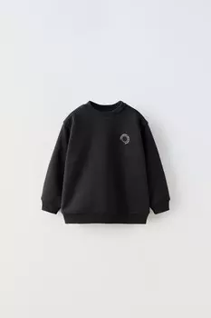 Свитшот с лозганом ZARA, черный