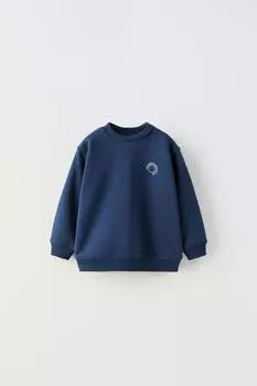 Свитшот с лозганом ZARA, темно-синий
