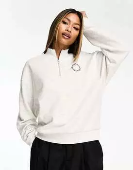 Свитшот с молнией до половины длины и круглым логотипом ASOS Weekend Collective цвета ледяного мергеля